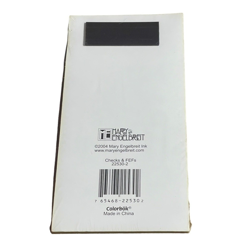 Mary Engelbreit Magnetic Notepad Checks Flowers Yellow Black Vintage 2004 New - Picture 3 of 5